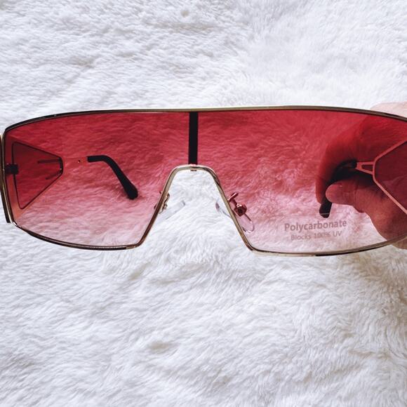 Shane Clear Red Wrap-Around Sunglasses - Picture 2 of 11
